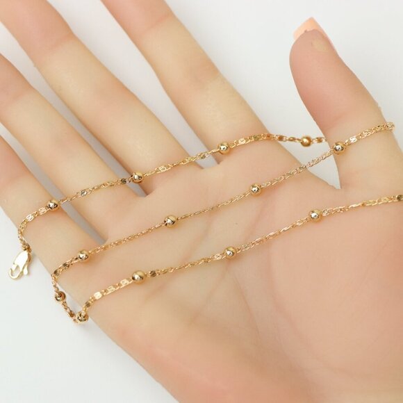 "Rose Gold Beaded Chain Necklace, XPNL0189 - Picture 6 of 12